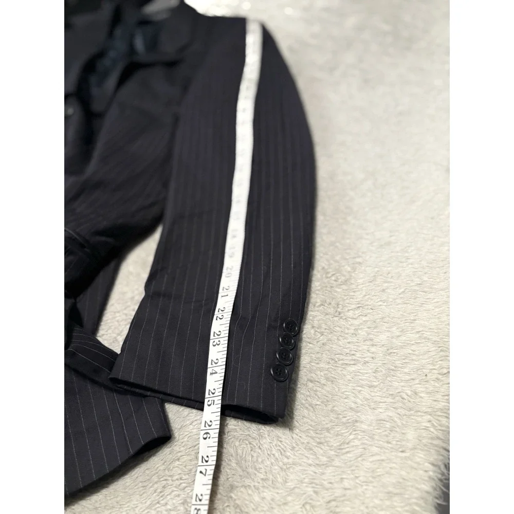 Hugo Boss Mens‎ Navy Blue Pinstripe Wool Sport Blazer Jacket 46 Tall 3 Button